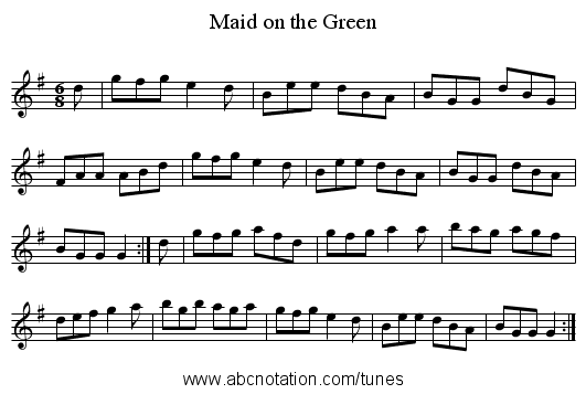 Maid on the Green - staff notation