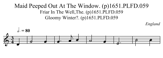 Maid Peeped Out At The Window. (p)1651.PLFD.059 - staff notation