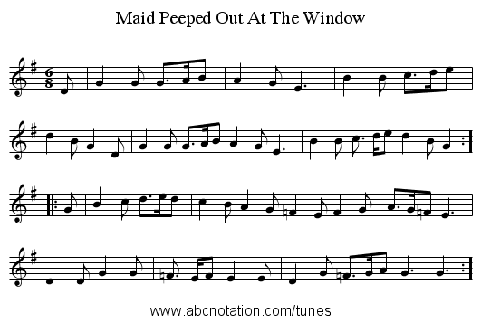 Maid Peeped Out At The Window - staff notation