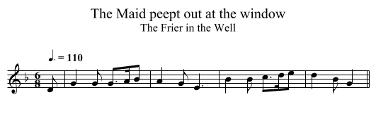Maid peept out at the window, The  - staff notation