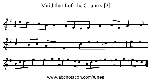 Maid that Left the Country [2] - staff notation