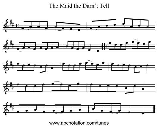 Maid the Darn’t Tell, The - staff notation