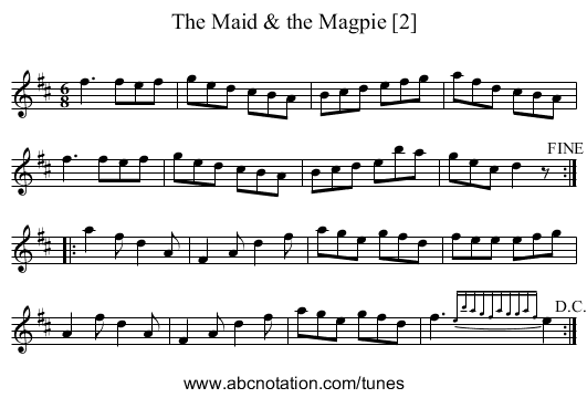 Maid & the Magpie [2], The - staff notation