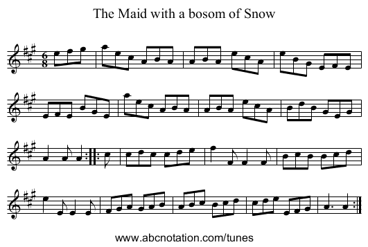 Maid with a bosom of Snow, The - staff notation