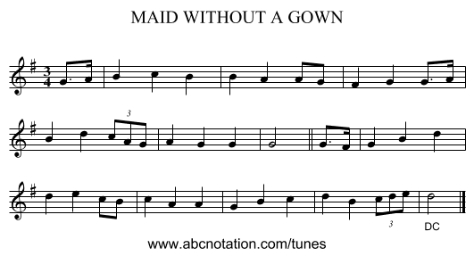 MAID WITHOUT A GOWN - staff notation