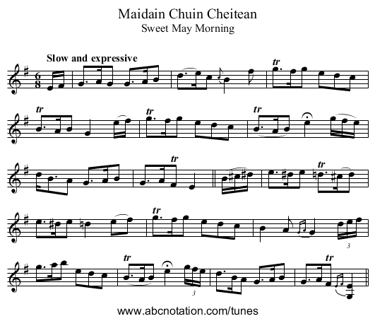 Maidain Chuin Cheitean - staff notation