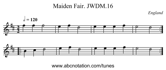 Maiden Fair. JWDM.16 - staff notation