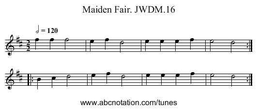 Maiden Fair. JWDM.16 - staff notation