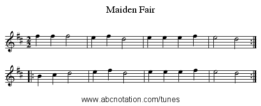 Maiden Fair - staff notation
