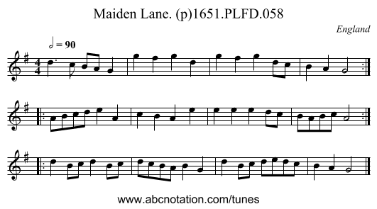 Maiden Lane. (p)1651.PLFD.058 - staff notation