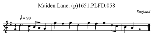 Maiden Lane. (p)1651.PLFD.058 - staff notation