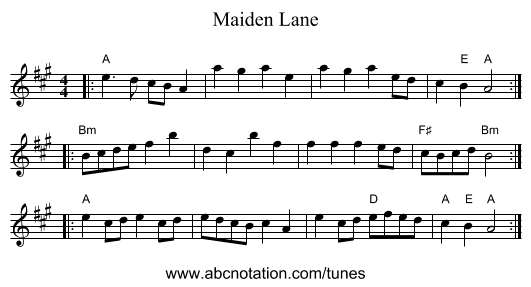 Maiden Lane - staff notation