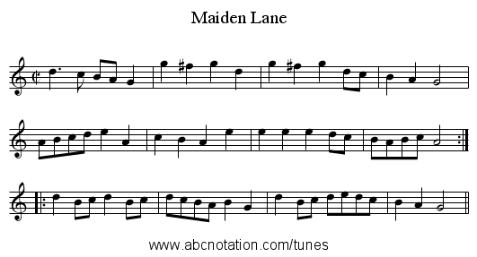 Maiden Lane - staff notation