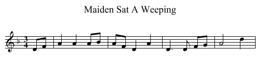 Maiden Sat A Weeping - staff notation