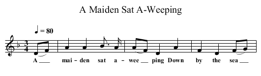 Maiden Sat A-Weeping, A  - staff notation
