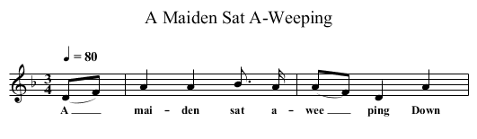 Maiden Sat A-Weeping, A  - staff notation