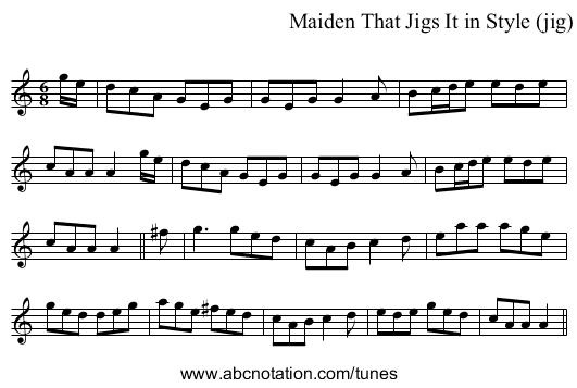 Maiden That Jigs It in Style (jig)  - staff notation