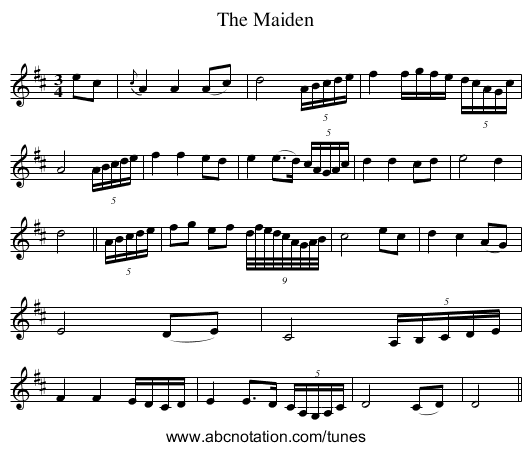 Maiden, The - staff notation