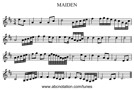 MAIDEN - staff notation