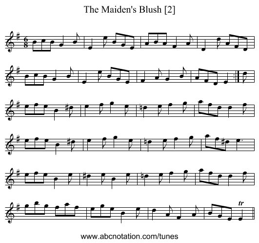 Maiden's Blush [2], The - staff notation