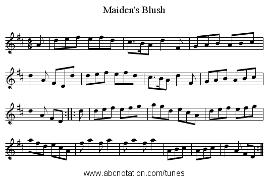 Maiden's Blush - staff notation