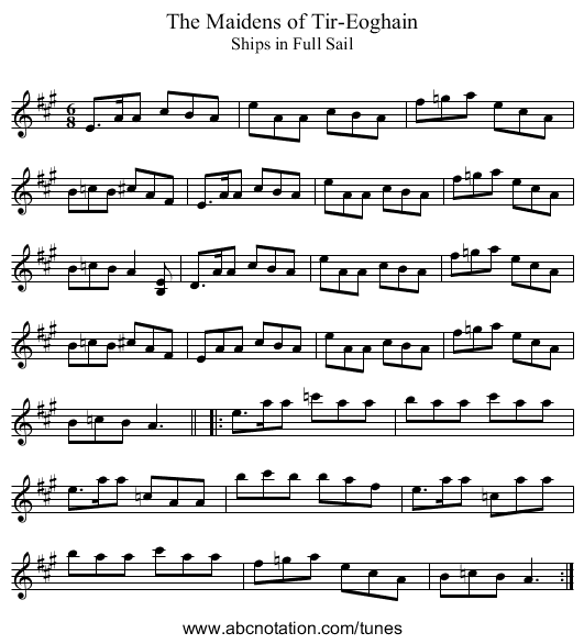 Maidens of Tir-Eoghain, The - staff notation