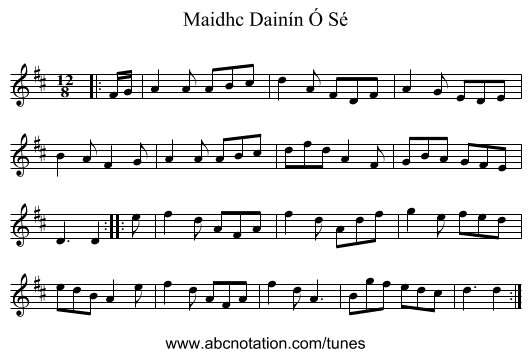 Maidhc Dainín Ó Sé - staff notation