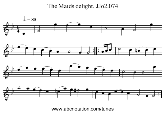 Maids delight. JJo2.074, The - staff notation