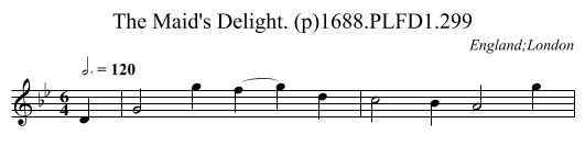 Maid's Delight. (p)1688.PLFD1.299, The - staff notation