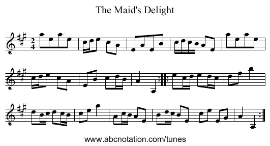 Maid's Delight, The - staff notation