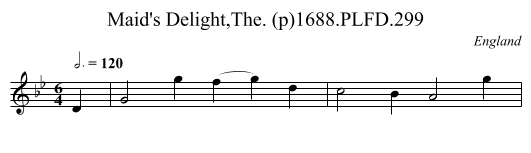 Maid's Delight,The. (p)1688.PLFD.299 - staff notation