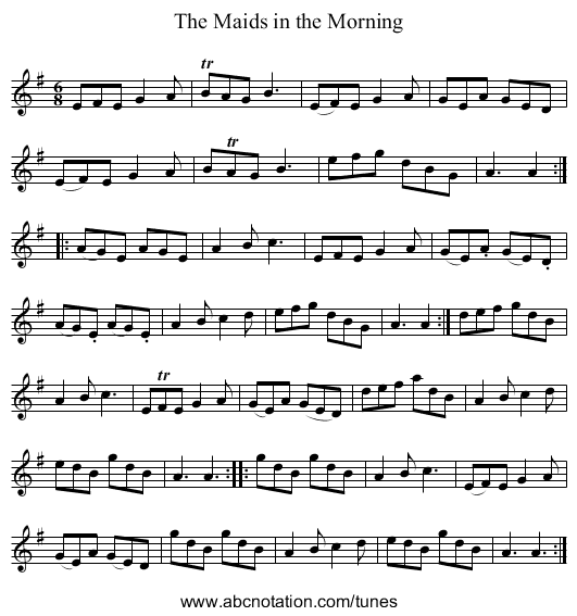 Maids in the Morning, The - staff notation