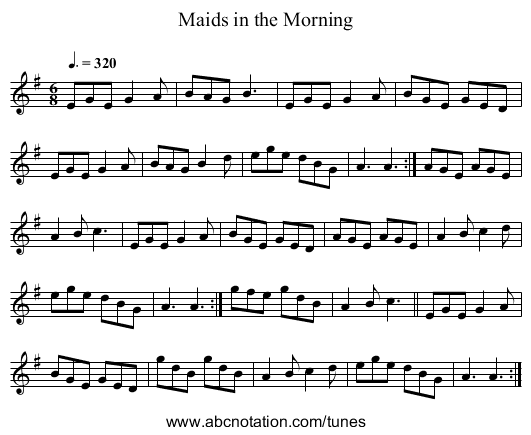 Maids in the Morning - staff notation