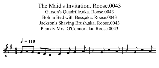 Maid's Invitation. Roose.0043, The - staff notation