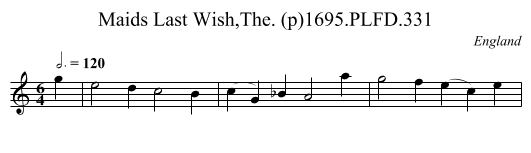 Maids Last Wish,The. (p)1695.PLFD.331 - staff notation