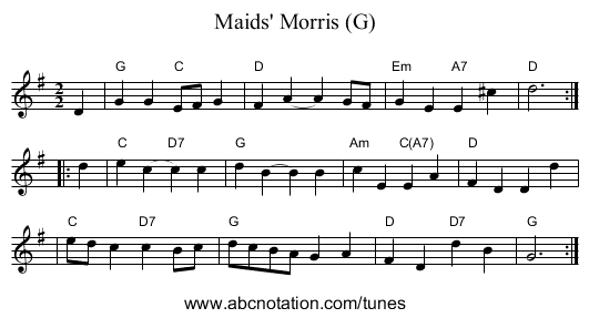 Maids' Morris (G) - staff notation