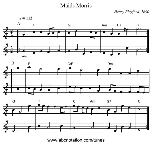Maids Morris - staff notation