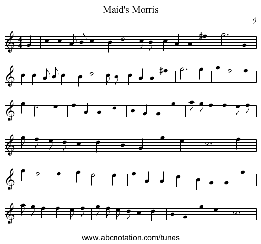 Maid's Morris - staff notation