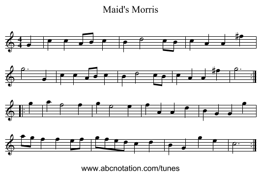 Maid's Morris - staff notation
