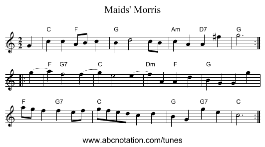 Maids' Morris - staff notation