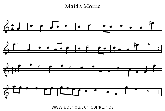 Maid's Morris - staff notation