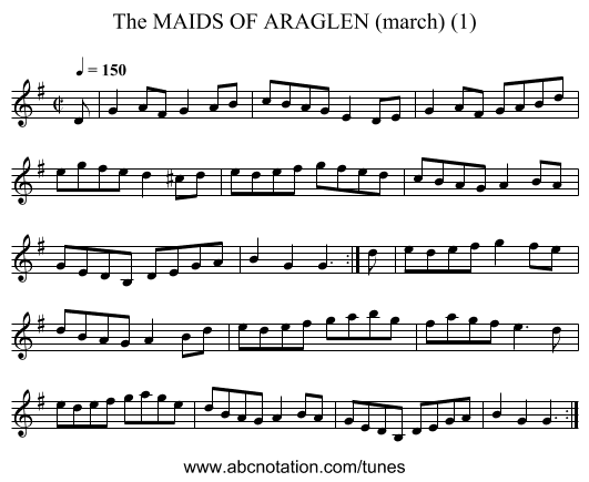 MAIDS OF ARAGLEN (march) (1), The - staff notation