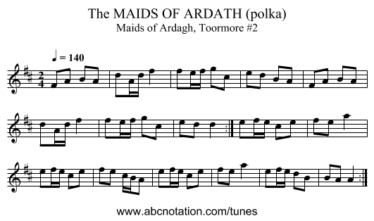 MAIDS OF ARDATH (polka), The - staff notation