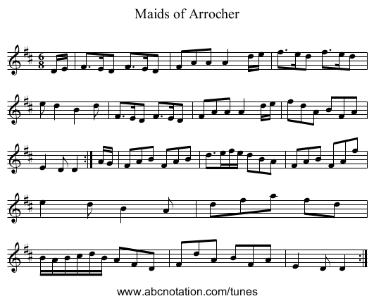 Maids of Arrocher - staff notation