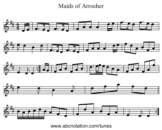 Maids of Arrocher - staff notation