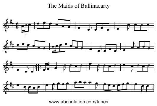 Maids of Ballinacarty, The - staff notation