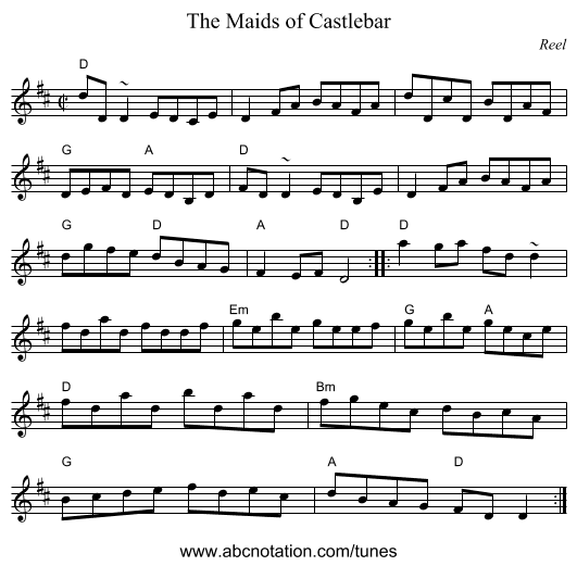 Maids of Castlebar, The - staff notation