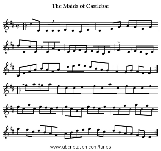 Maids of Castlebar, The - staff notation