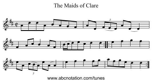 Maids of Clare, The - staff notation
