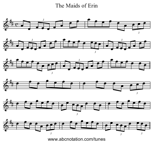 Maids of Erin, The - staff notation